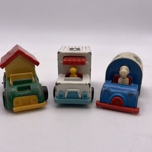 3 VTG Aviva Snoopy & Woodstock Mini Diecast Ice Cream,Dog House & U.S Mail Truck